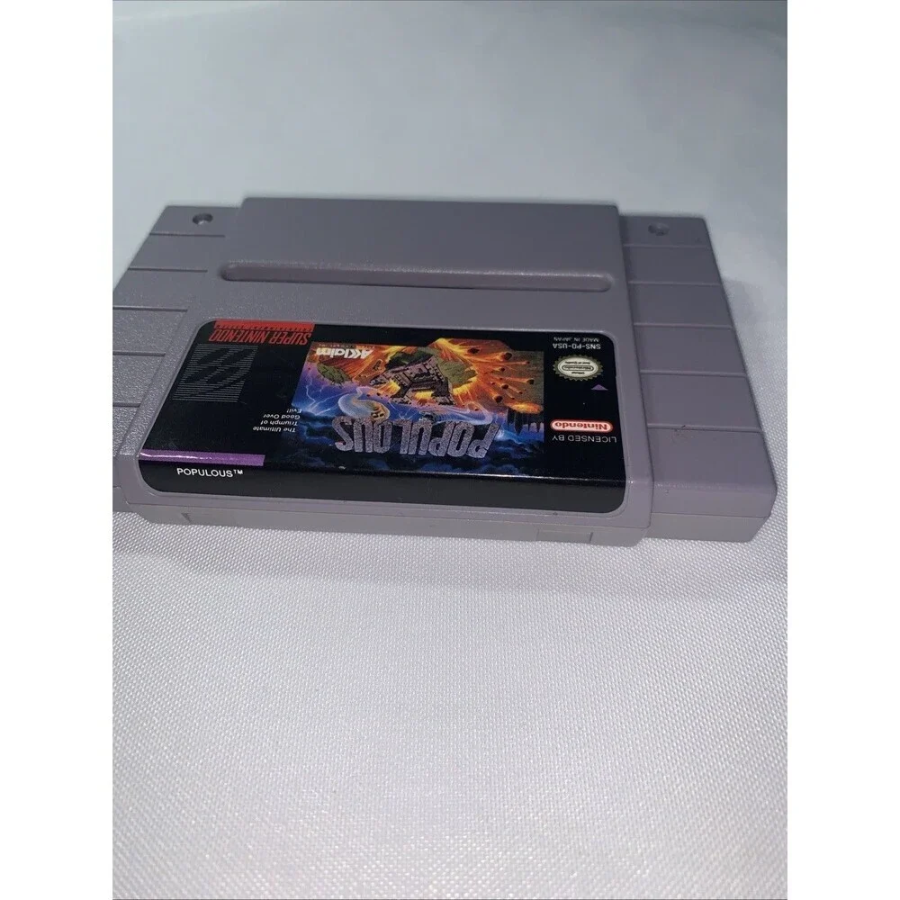 Vintage SNES Super Nintendo - POPULOUS - CIB Video Game Cartridge Only